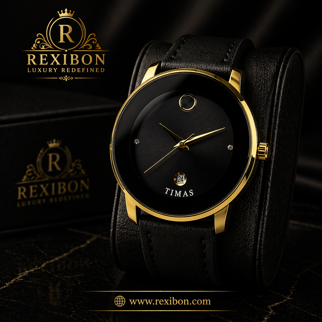 Rexibon Stylish Leather Strap Watch TS-K7116