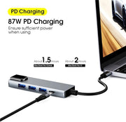 Ganekihedy 5 in 1 Type C Adapter with Gigabit Ethernet, 3 Ports USB 3.0 Hub for Data, Docking Station for USB C Hub Pro
