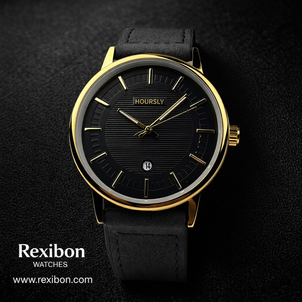 Rexibon Stylish Leather Strap Watch HR-200