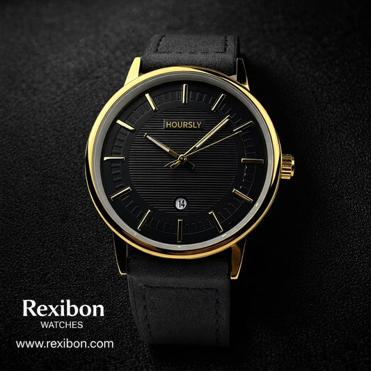 Rexibon Stylish Leather Strap Watch HR-200
