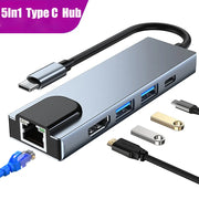 Multi Adapter USB Hub, Charging Station, Macbook Pro 13, Computer Accessories, 3.0 Type C, Rj45 HDMI-4K