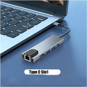 Multi Adapter USB Hub, Charging Station, Macbook Pro 13, Computer Accessories, 3.0 Type C, Rj45 HDMI-4K