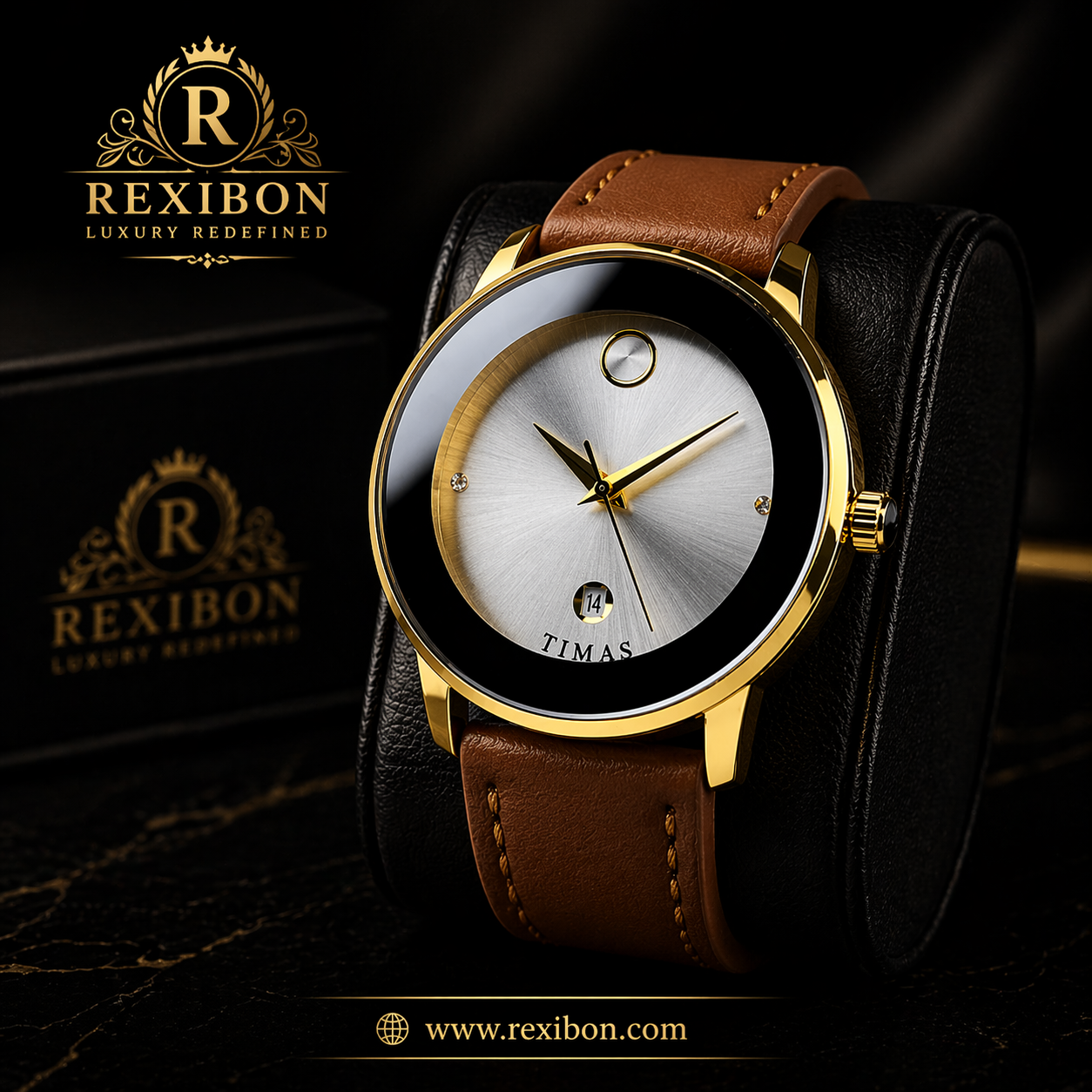 Rexibon Stylish Leather Strap Watch TS-K7116