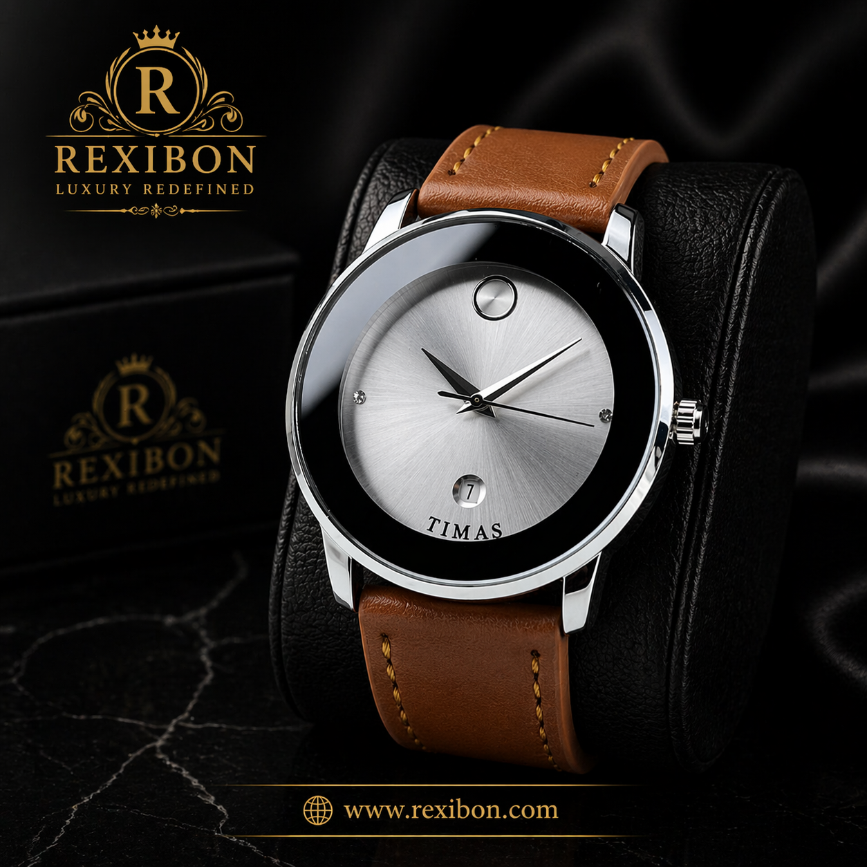 Rexibon Stylish Leather Strap Watch TS-K7116