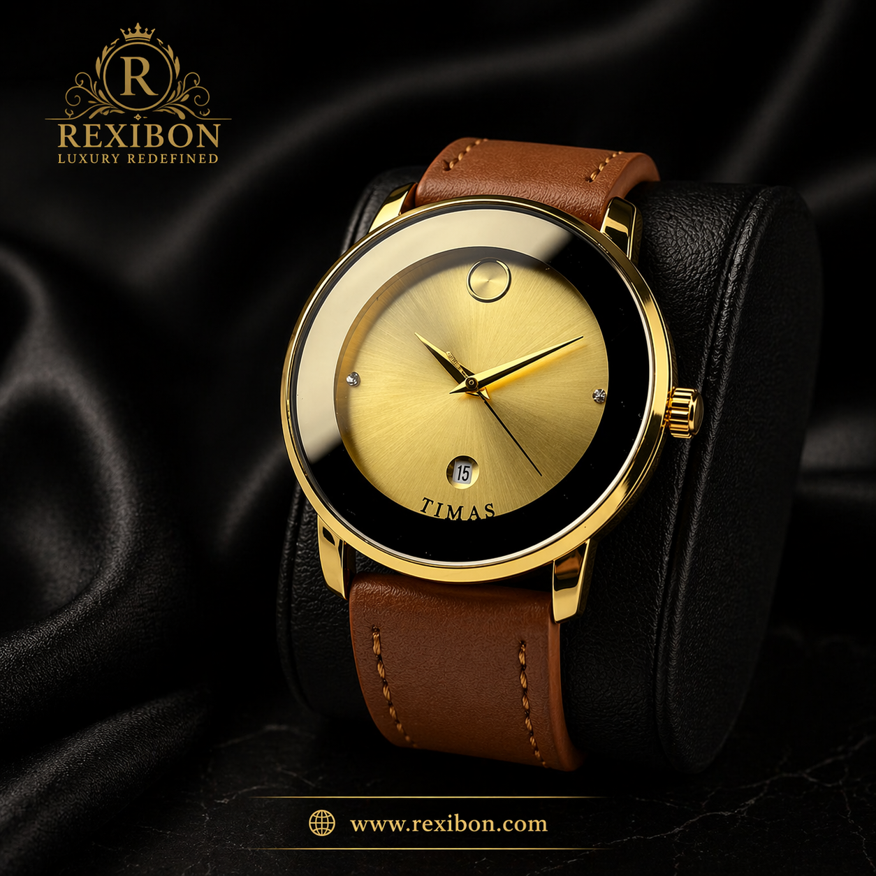 Rexibon Stylish Leather Strap Watch TS-K7116