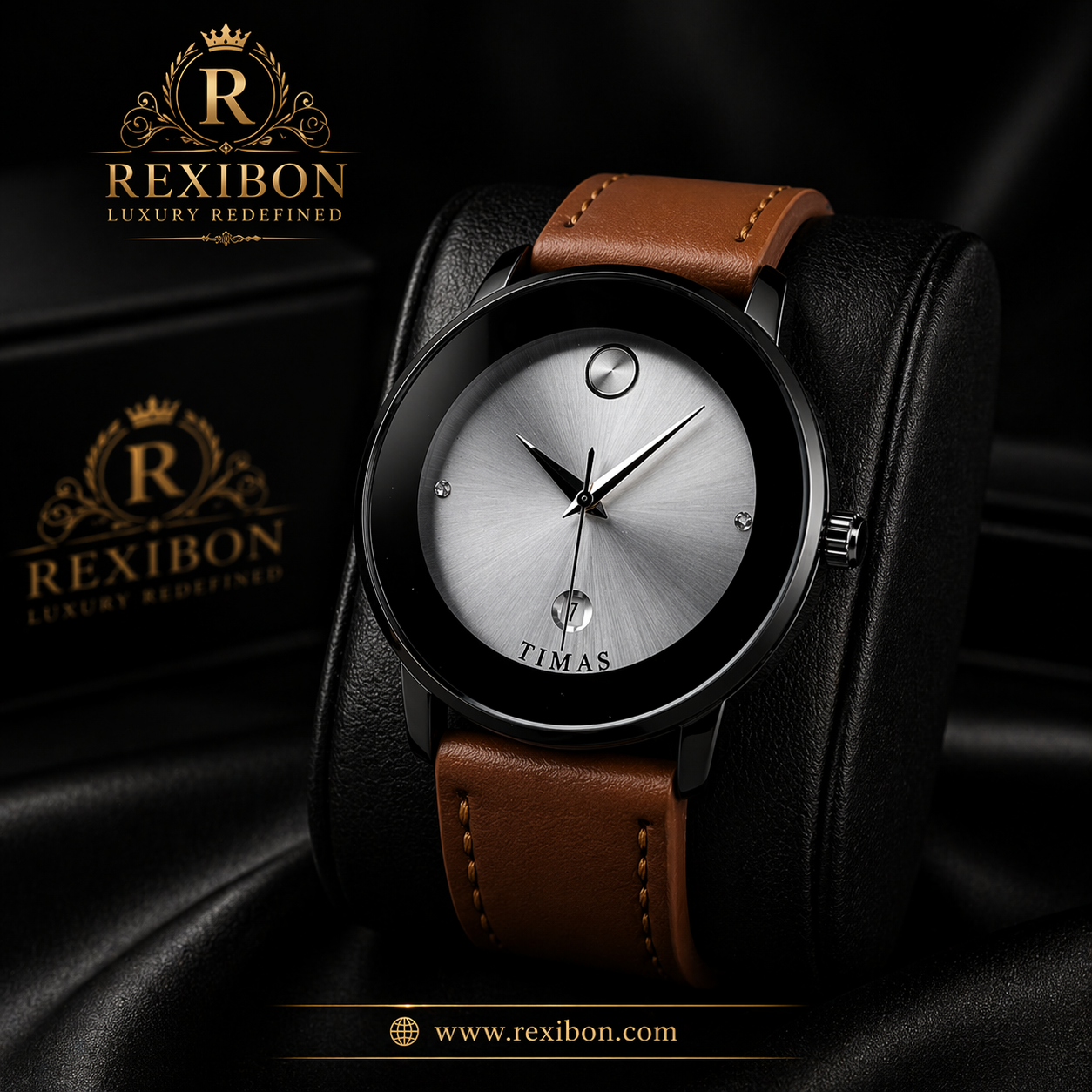 Rexibon Stylish Leather Strap Watch TS-K7116